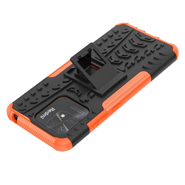 For Xiaomi Redmi 10C 4G Global Tire Texture TPU + PC Phone Case with Holder