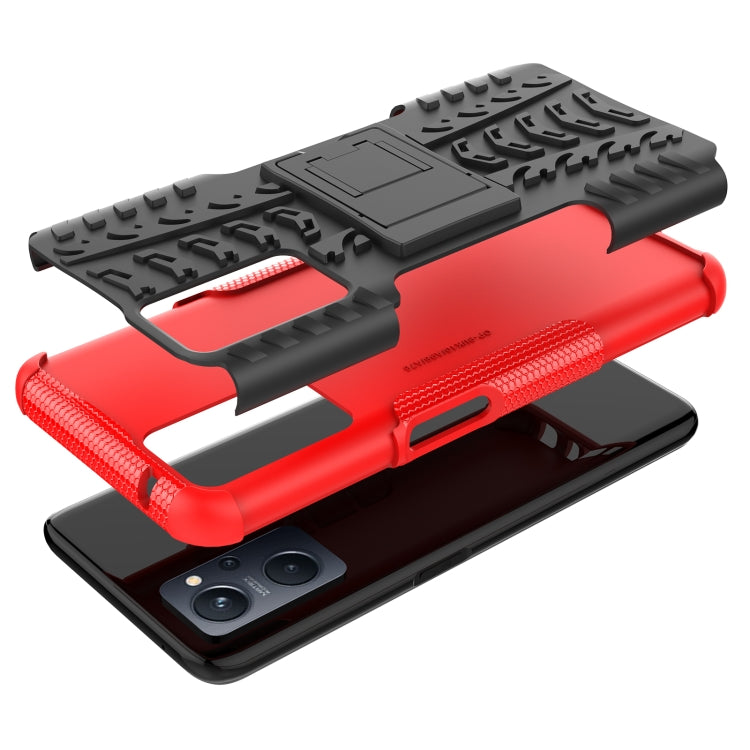For OPPO Realme 9i Tire Texture TPU + PC Phone Case with Holder