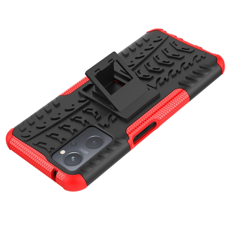 For OPPO Realme 9i Tire Texture TPU + PC Phone Case with Holder