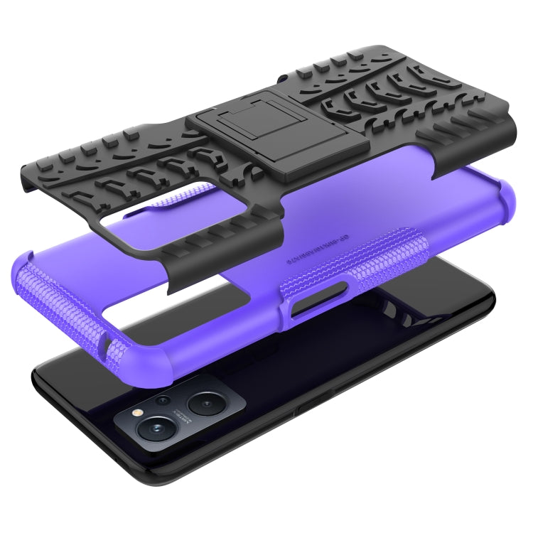 For OPPO Realme 9i Tire Texture TPU + PC Phone Case with Holder