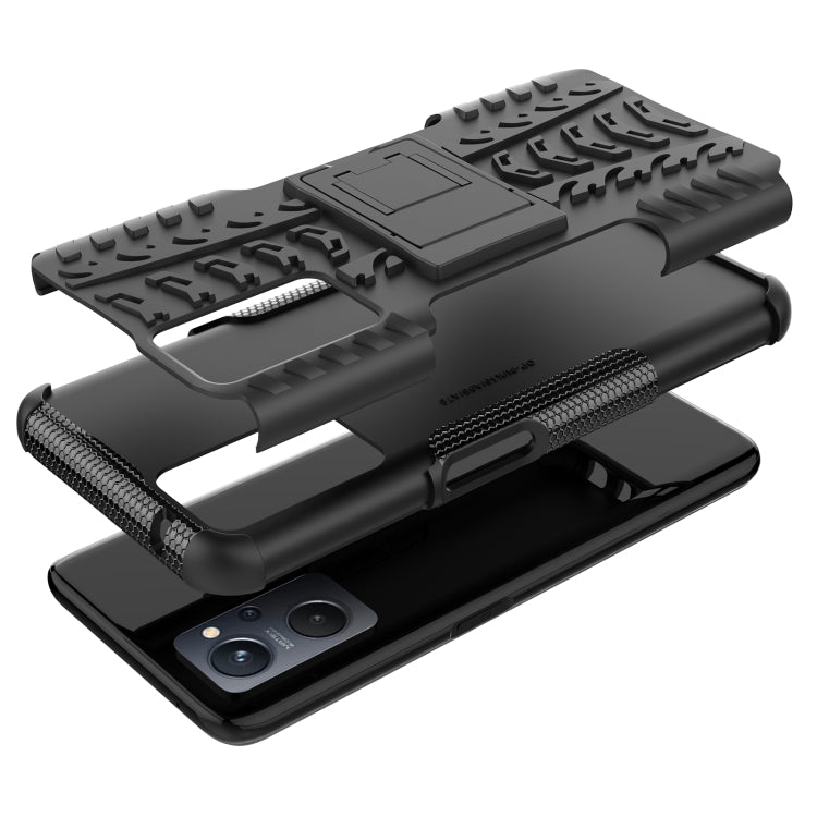 For OPPO Realme 9i Tire Texture TPU + PC Phone Case with Holder