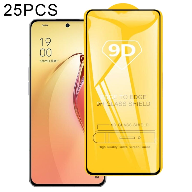 25 PCS 9D Full Glue Screen Tempered Glass Film For OPPO Reno8 Pro+