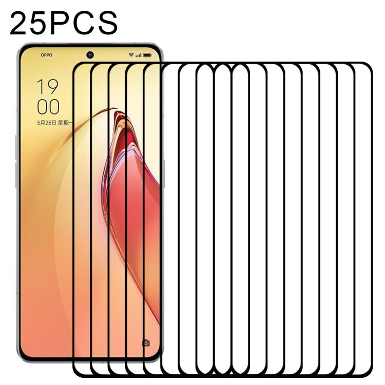 25 PCS Full Glue Cover Screen Protector Tempered Glass Film For OPPO Reno8 Pro+