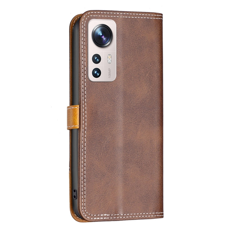 For Xiaomi 12 Lite Color Matching Double Sewing Thread Leather Phone Case