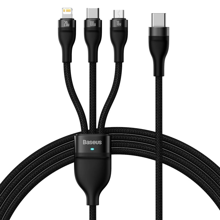 Baseus Flash Series II 1.5m 3 in 1 Type-C to Micro USB + 8 Pin + Type-C 100W Fast Charging Cable
