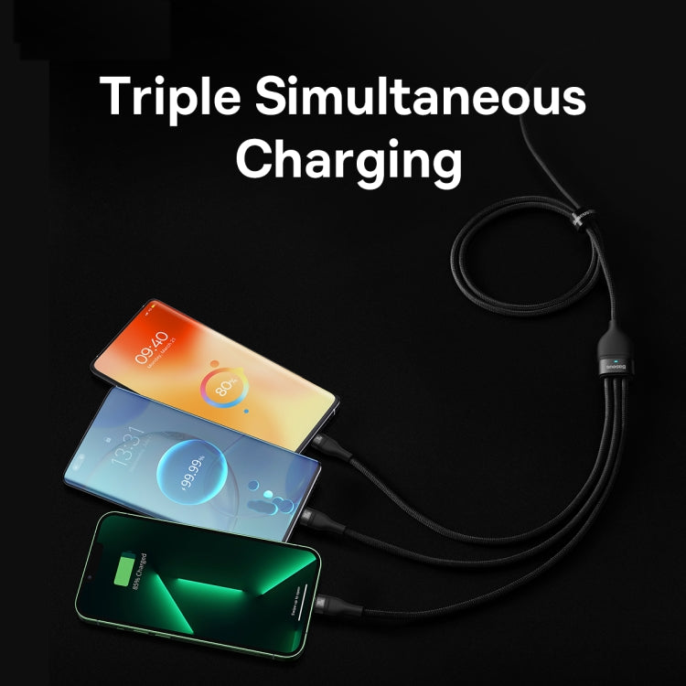 Baseus Flash Series II 1.5m 3 in 1 Type-C to Micro USB + 8 Pin + Type-C 100W Fast Charging Cable