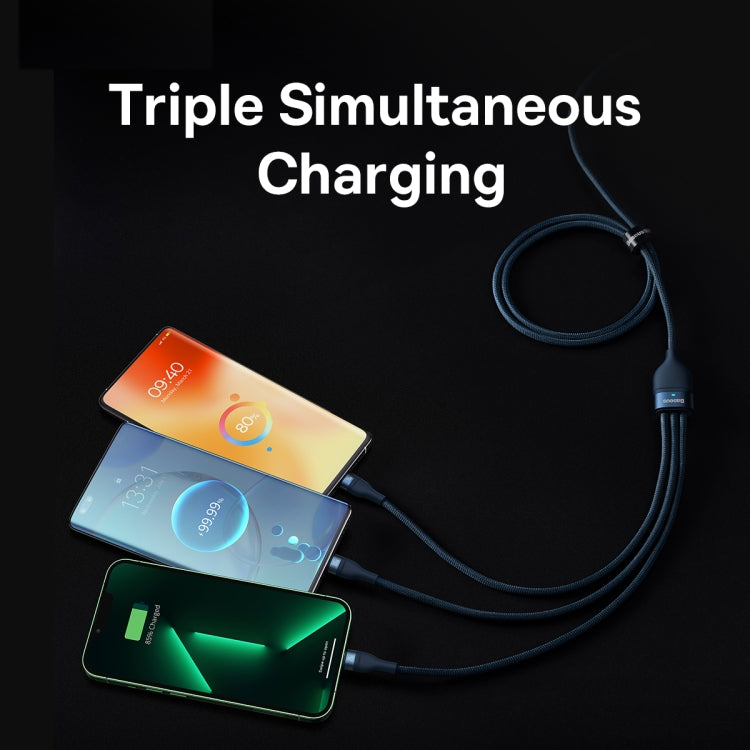 Baseus Flash Series II 1.5m 3 in 1 Type-C to Micro USB + 8 Pin + Type-C 100W Fast Charging Cable