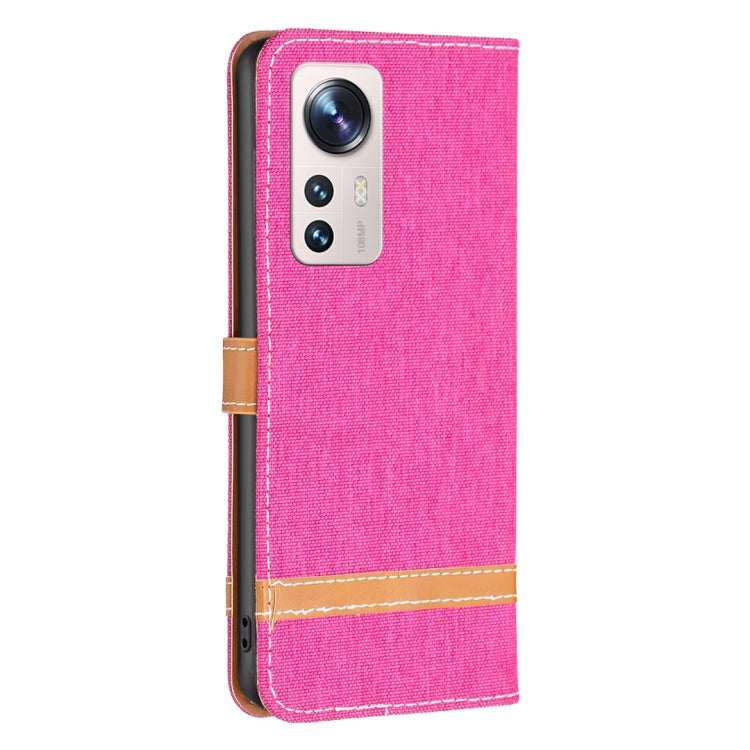 For Xiaomi 12 Lite Color Block Denim Texture Leather Phone Case