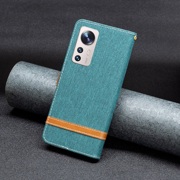 For Xiaomi 12 Lite Color Block Denim Texture Leather Phone Case