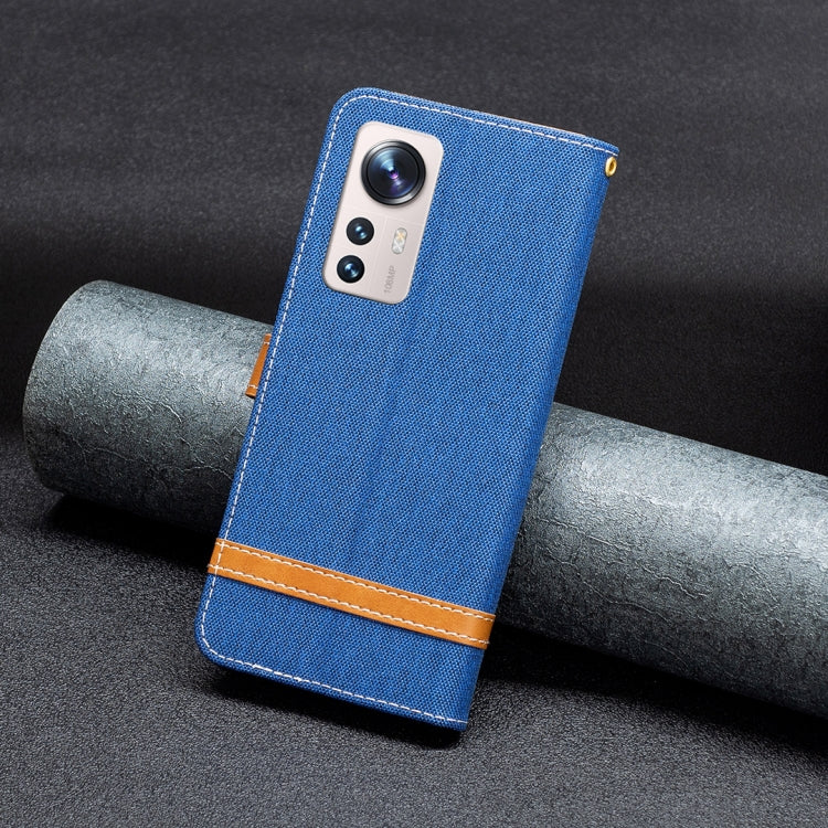 For Xiaomi 12 Lite Color Block Denim Texture Leather Phone Case