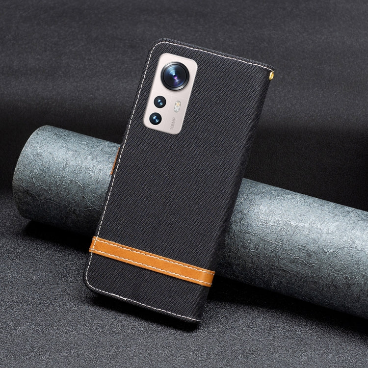 For Xiaomi 12 Lite Color Block Denim Texture Leather Phone Case