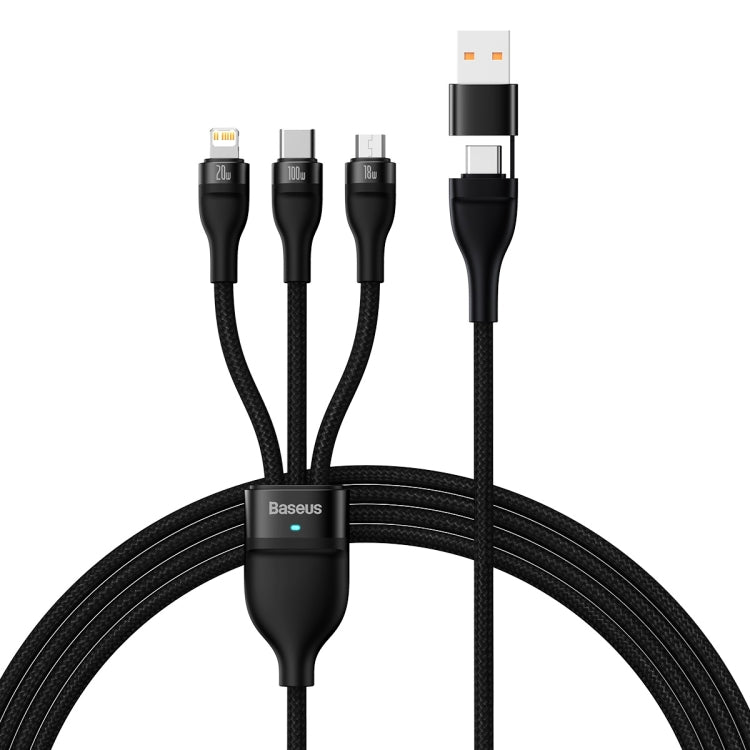 Baseus Flash Series II 1.2m USB + Type-C to Micro USB + 8 Pin + Type-C 100W Fast Charging Cable