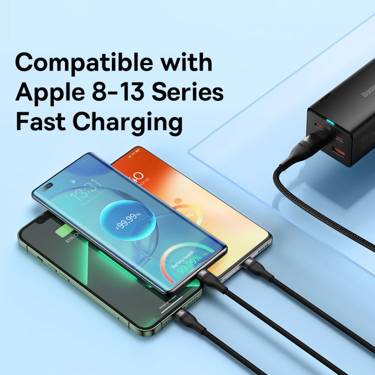 Baseus Flash Series II 1.2m USB + Type-C to Micro USB + 8 Pin + Type-C 100W Fast Charging Cable