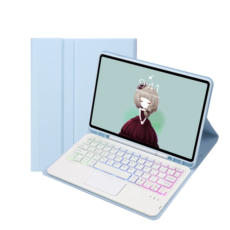 T11B-AS Skin Feel Pen Slot Touch Pad Backlight Bluetooth Keyboard Leather Tablet Case For iPad Pro 11 2021&2020&2018