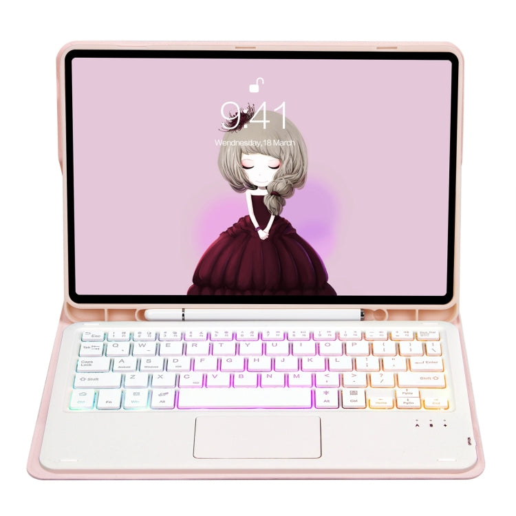 T11B-AS Skin Feel Pen Slot Touch Pad Backlight Bluetooth Keyboard Leather Tablet Case For iPad Pro 11 2021&2020&2018