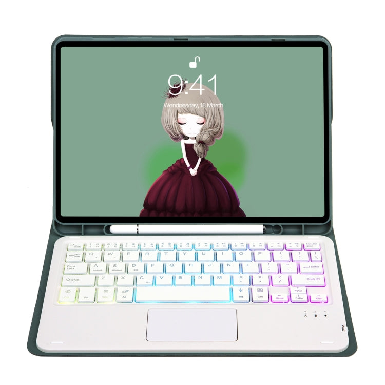 T11B-AS Skin Feel Pen Slot Touch Pad Backlight Bluetooth Keyboard Leather Tablet Case For iPad Pro 11 2021&2020&2018