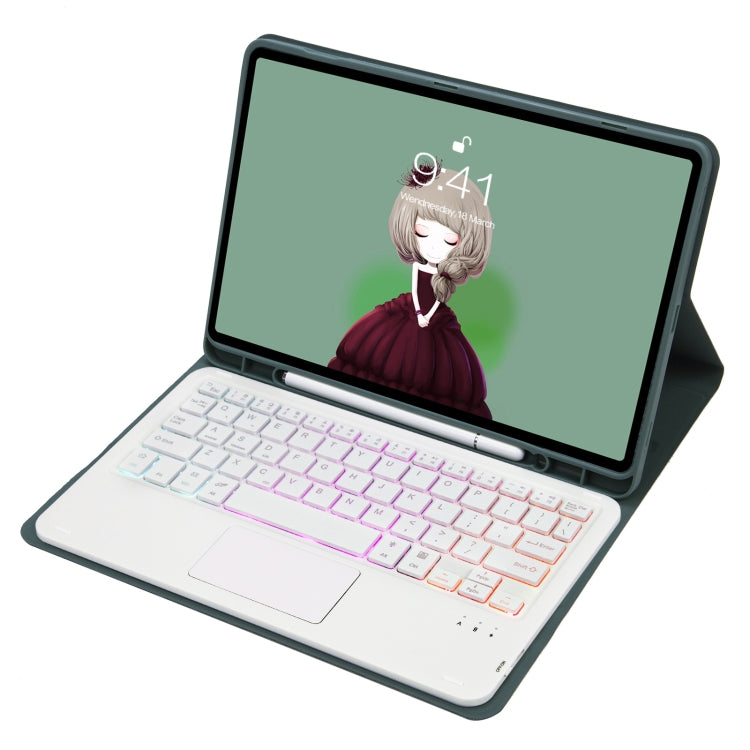 T11B-AS Skin Feel Pen Slot Touch Pad Backlight Bluetooth Keyboard Leather Tablet Case For iPad Pro 11 2021&2020&2018