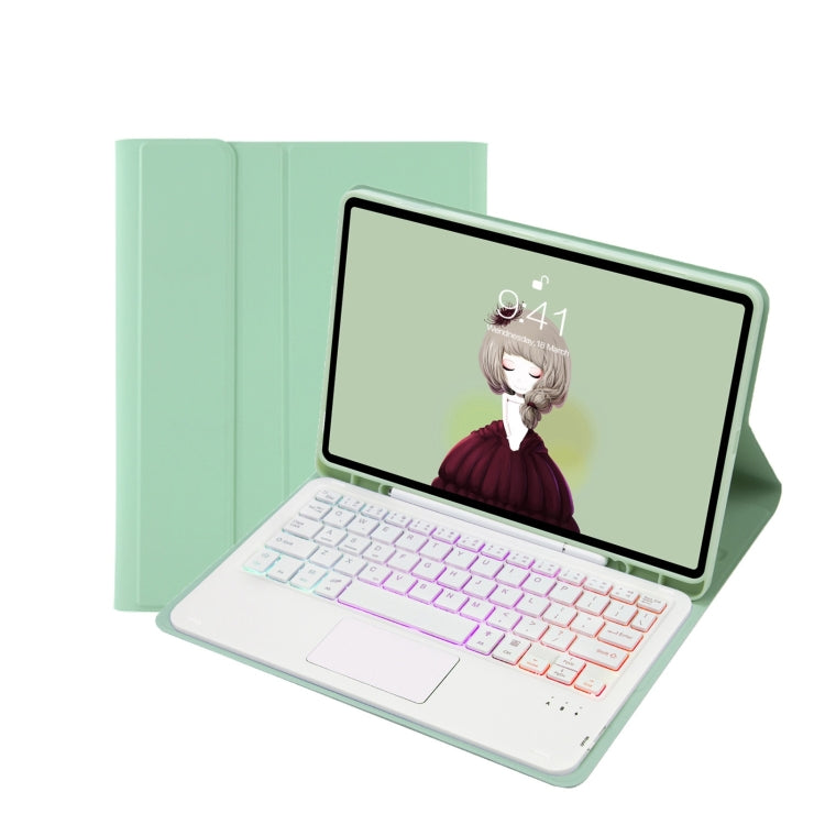 T11B-AS Skin Feel Pen Slot Touch Pad Backlight Bluetooth Keyboard Leather Tablet Case For iPad Pro 11 2021&2020&2018