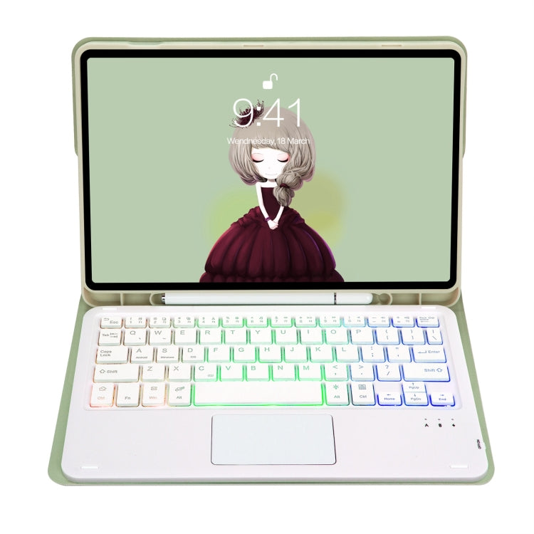 T11B-AS Skin Feel Pen Slot Touch Pad Backlight Bluetooth Keyboard Leather Tablet Case For iPad Pro 11 2021&2020&2018