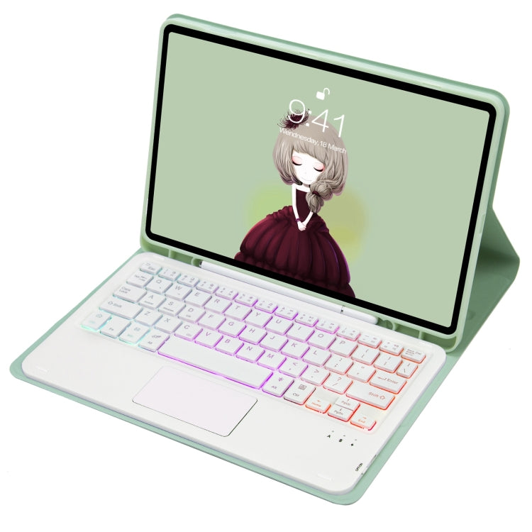 T11B-AS Skin Feel Pen Slot Touch Pad Backlight Bluetooth Keyboard Leather Tablet Case For iPad Pro 11 2021&2020&2018