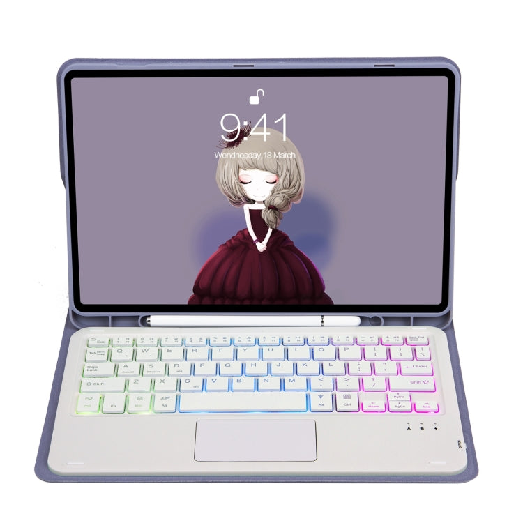 T11B-AS Skin Feel Pen Slot Touch Pad Backlight Bluetooth Keyboard Leather Tablet Case For iPad Pro 11 2021&2020&2018