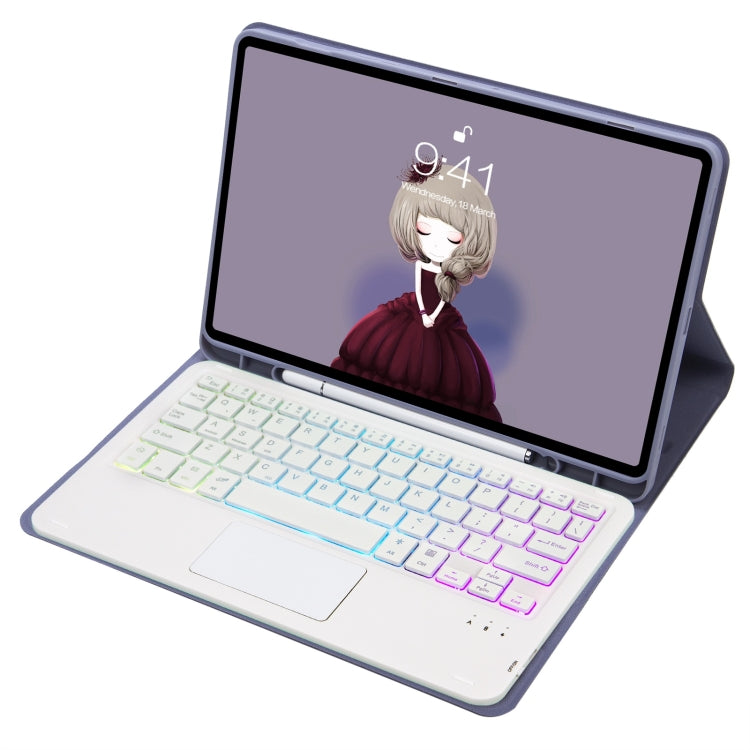 T11B-AS Skin Feel Pen Slot Touch Pad Backlight Bluetooth Keyboard Leather Tablet Case For iPad Pro 11 2021&2020&2018