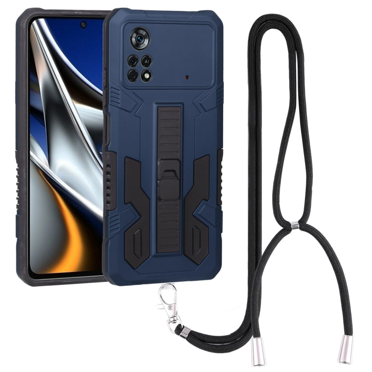 For Xiaomi Poco X4 Pro 5G Vanguard Lanyard Kickstand TPU + PC Phone Case