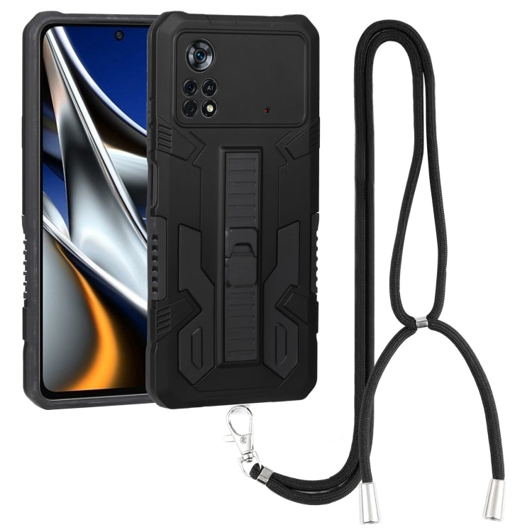 For Xiaomi Poco X4 Pro 5G Vanguard Lanyard Kickstand TPU + PC Phone Case