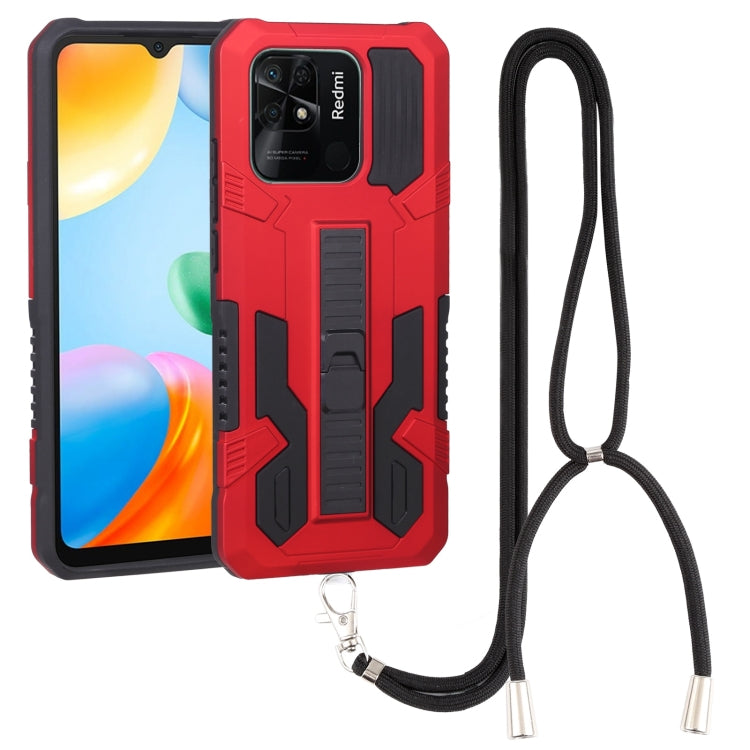 For Xiaomi Redmi 10C Vanguard Lanyard Kickstand TPU + PC Phone Case
