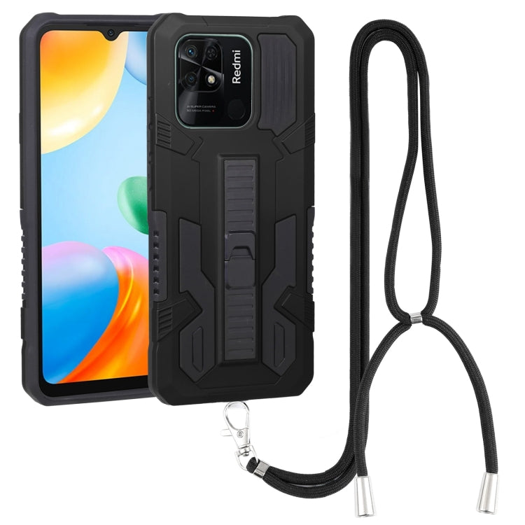For Xiaomi Redmi 10C Vanguard Lanyard Kickstand TPU + PC Phone Case