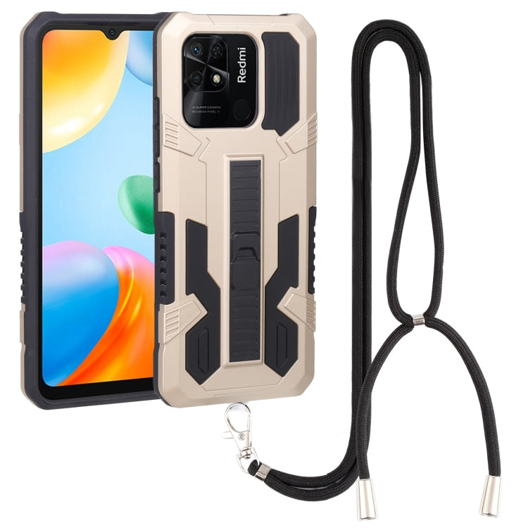 For Xiaomi Redmi 10C Vanguard Lanyard Kickstand TPU + PC Phone Case