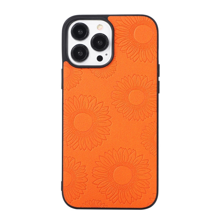 For iPhone 13 Pro Max Sunflower Pattern PU+TPU+PC Shockproof Phone Case
