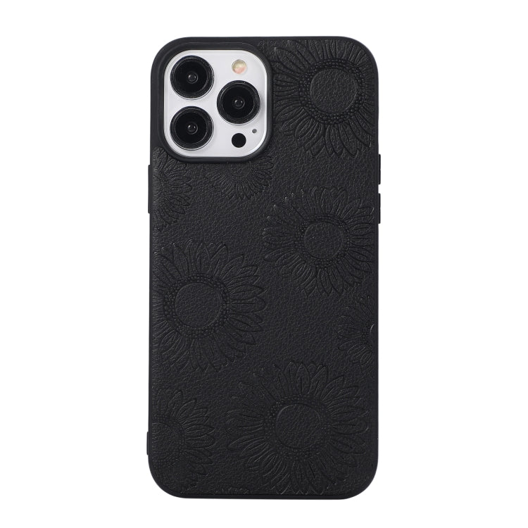 For iPhone 13 Pro Max Sunflower Pattern PU+TPU+PC Shockproof Phone Case