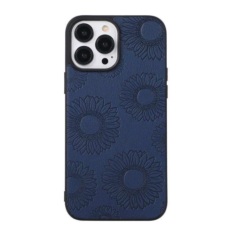 For iPhone 13 Pro Max Sunflower Pattern PU+TPU+PC Shockproof Phone Case