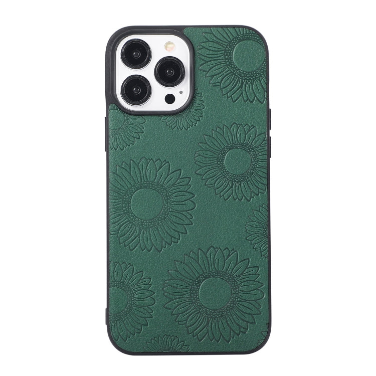 For iPhone 13 Pro Max Sunflower Pattern PU+TPU+PC Shockproof Phone Case