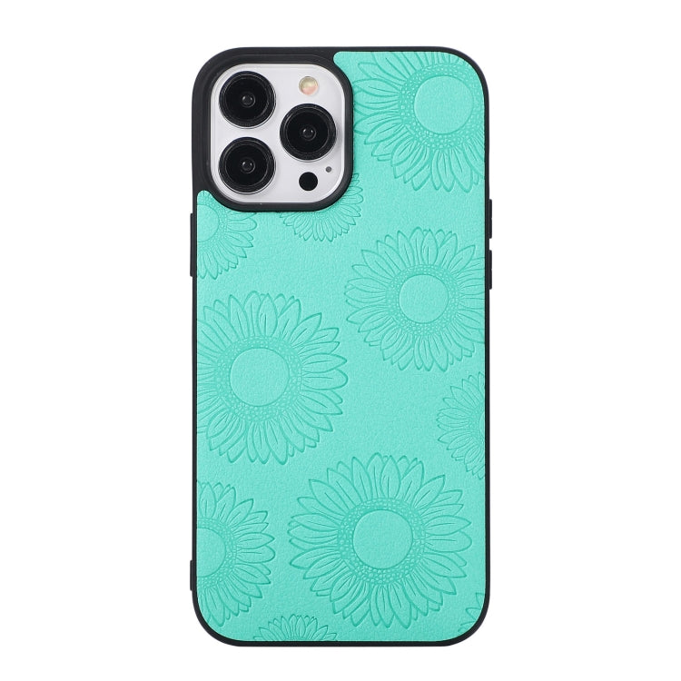 For iPhone 13 Pro Max Sunflower Pattern PU+TPU+PC Shockproof Phone Case
