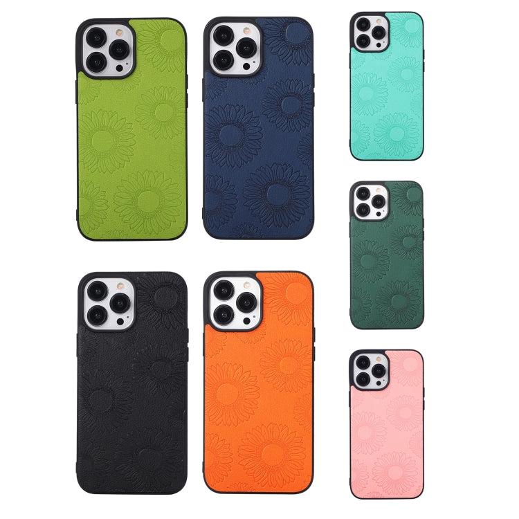 For iPhone 13 Pro Max Sunflower Pattern PU+TPU+PC Shockproof Phone Case