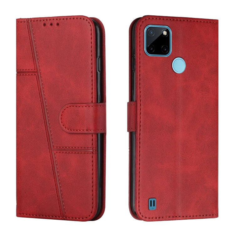 For OPPO Realme C21Y / C25Y Stitching Calf Texture Buckle Leather Phone Case