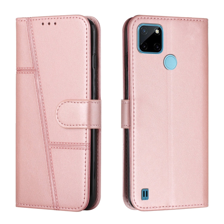 For OPPO Realme C21Y / C25Y Stitching Calf Texture Buckle Leather Phone Case