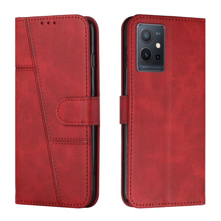 For vivo T1 5G India/Y75 5G Global/Y55 5G Global/Y33S 5G CN/iQOO Z6/iQOO U5 Stitching Calf Texture Buckle Leather Phone Case