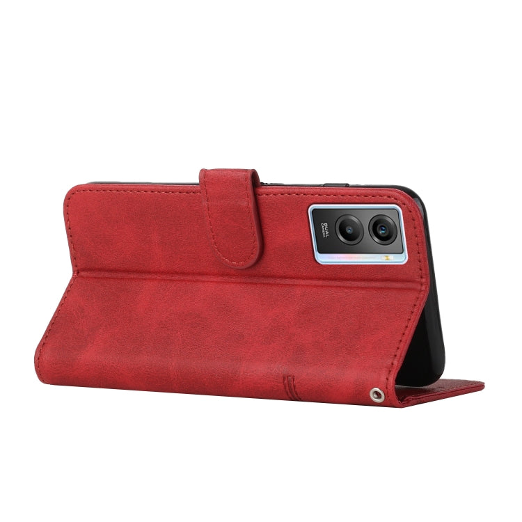 For vivo Y55s 5G Stitching Calf Texture Buckle Leather Phone Case