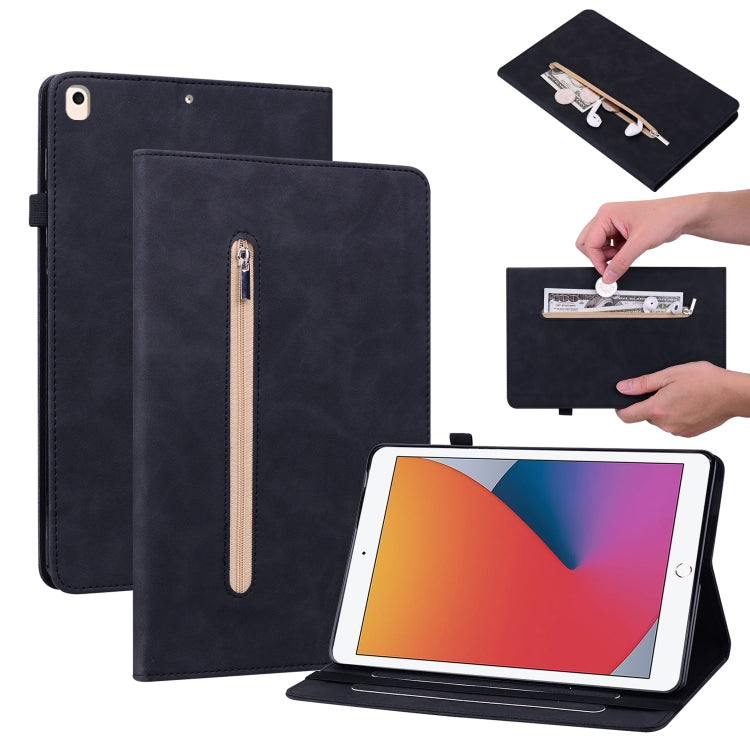 Skin Feel Solid Color Zipper Smart Leather Tablet Case For iPad 8 / 7 / 6 / 5 9.7 inch