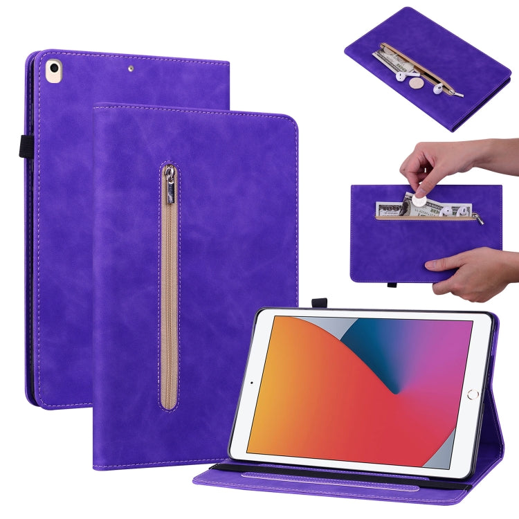 Skin Feel Solid Color Zipper Smart Leather Tablet Case For iPad 8 / 7 / 6 / 5 9.7 inch