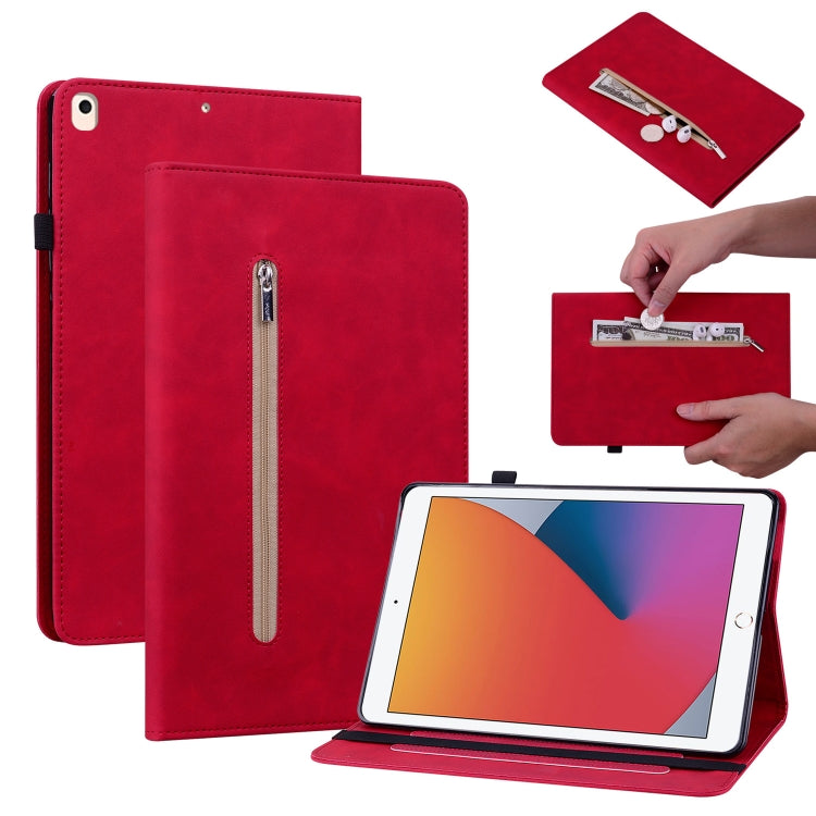 Skin Feel Solid Color Zipper Smart Leather Tablet Case For iPad 8 / 7 / 6 / 5 9.7 inch