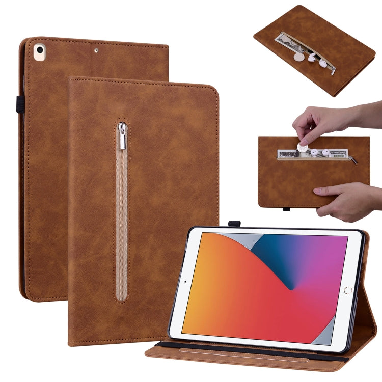 Skin Feel Solid Color Zipper Smart Leather Tablet Case For iPad 8 / 7 / 6 / 5 9.7 inch