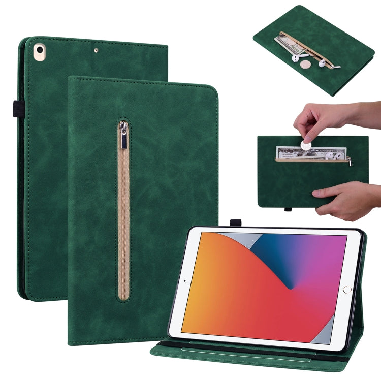 Skin Feel Solid Color Zipper Smart Leather Tablet Case For iPad 10.2 2021 / 2020 / 2019 / Air 10.5 2019