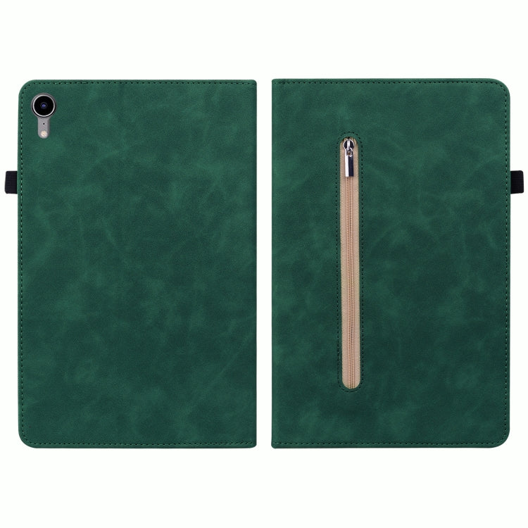 For iPad mini 6 Skin Feel Solid Color Zipper Smart Leather Tablet Case