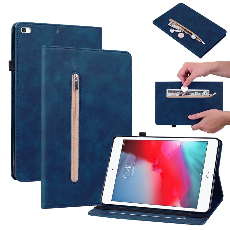 Skin Feel Solid Color Zipper Smart Leather Tablet Case For iPad mini 5 / 4 / 3 / 2 / 1