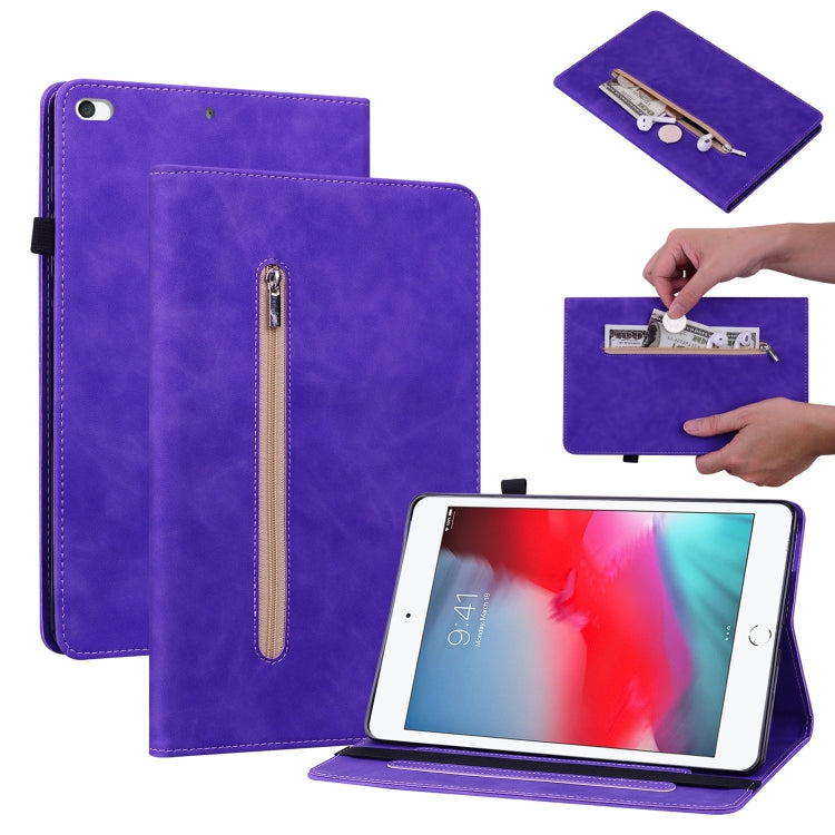 Skin Feel Solid Color Zipper Smart Leather Tablet Case For iPad mini 5 / 4 / 3 / 2 / 1