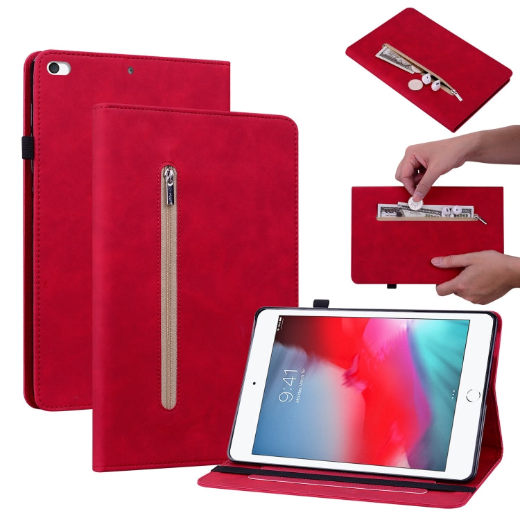 Skin Feel Solid Color Zipper Smart Leather Tablet Case For iPad mini 5 / 4 / 3 / 2 / 1